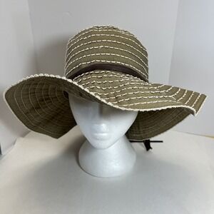 Scala Sun Hat Tan OS One Size Floppy Brim Packable Beach Wedding‎ Summer Shade